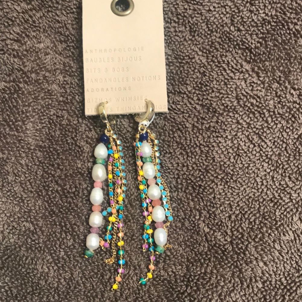 Anthropologie pearl and multi colored earrings